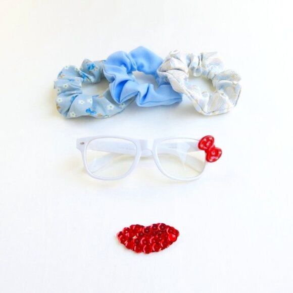 Blue Scrunchies -Set of 3 - Pony Tail - Upcycled - Handmade - FREE W/ PURCHASE   - Picture 2 of 10